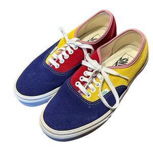 Vans Sunshine Suede Colorblock Sneakers Red Yellow Blue Women’s 8.5 Men’s 7 Unis